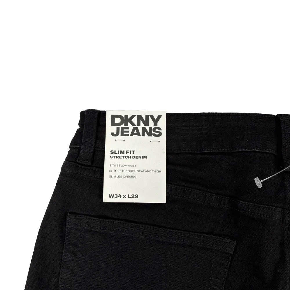 New Mens DKNY Jeans Bedford Slim Black Denim Size 34x29 NWT $79